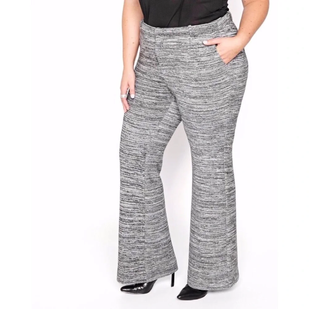 RACHEL Rachel Roy NEW Heather Tweed August Black Combo Flare High Waist Office
